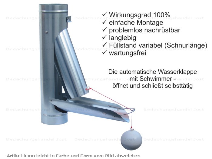 Zink Fallrohr Regenrohrklappe d= 80mm Schwimmer automatisch Dachrinne