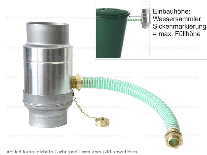 Zink Fallrohr Regensammler mit Schlauch d=76mm frostsicher Dachrinne